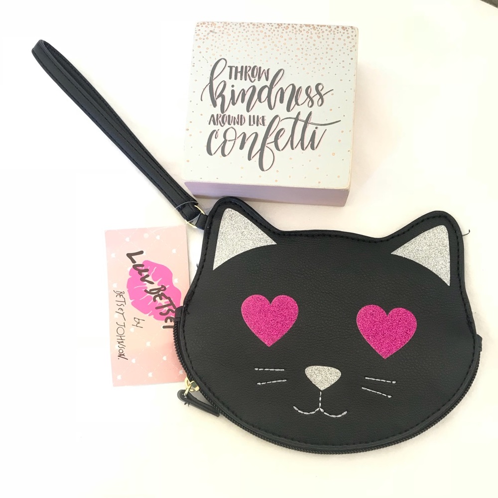 Betsey Johnson Black Kitty Cat Wristlet